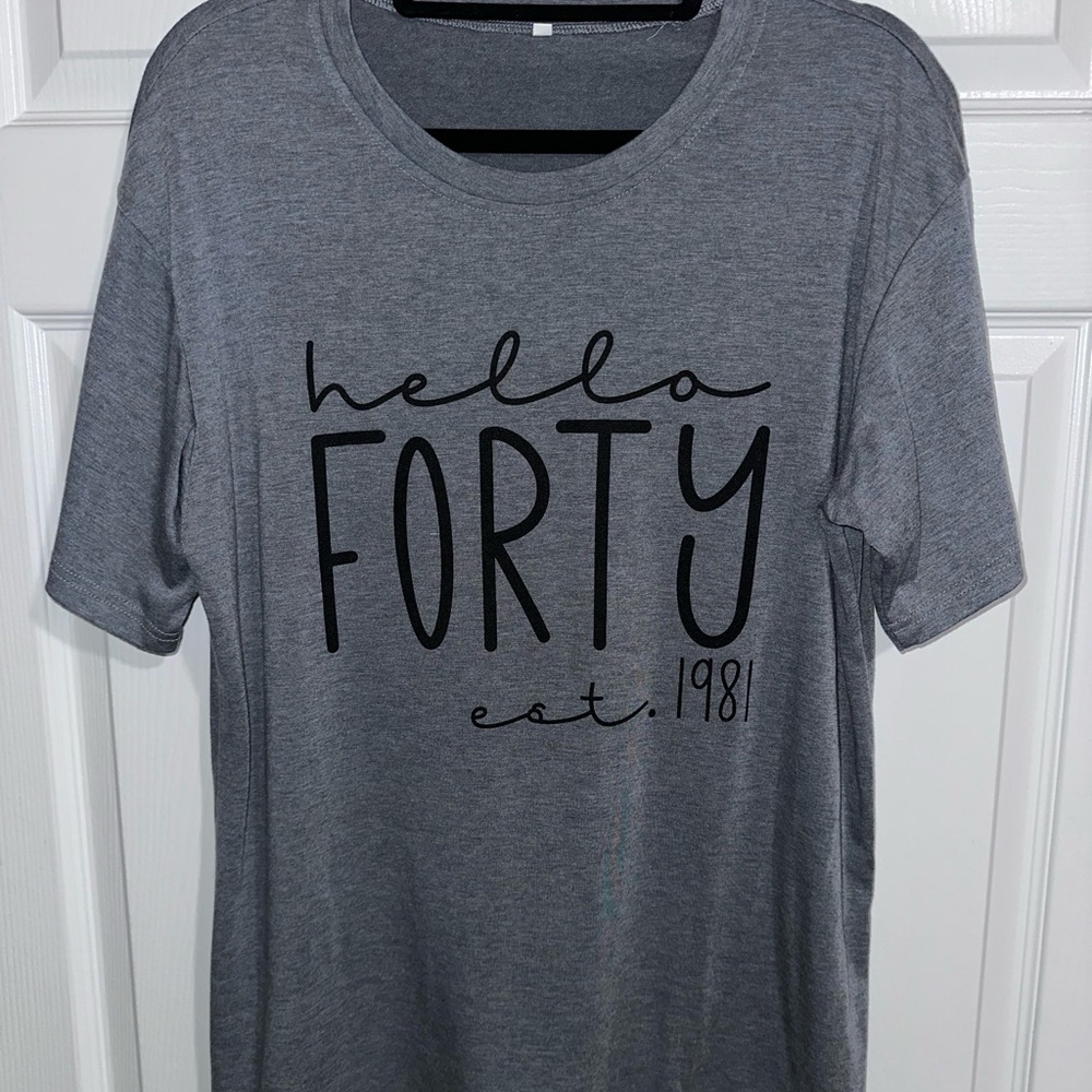 Gray Graphic Tee with Black Print
